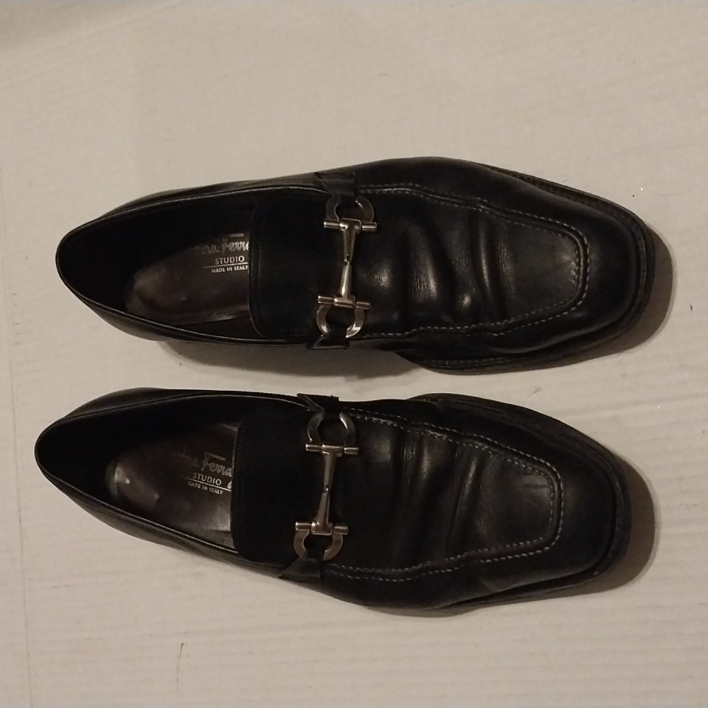 Salvatore Ferragamo Black Leather Bit Loafers